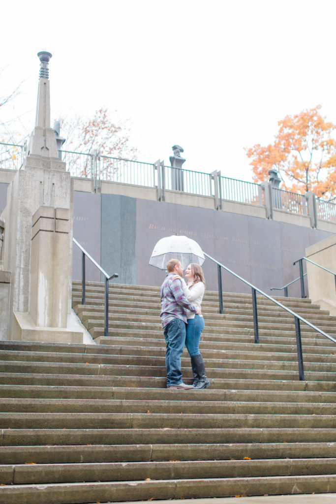 Couple posed with umbrella on stairs downtown Ottawa - Rainy Day Engagement Session Downtown Ottawa - Photo Locations 

Grey Loft Studio - Ottawa Wedding Photographer & Videographer