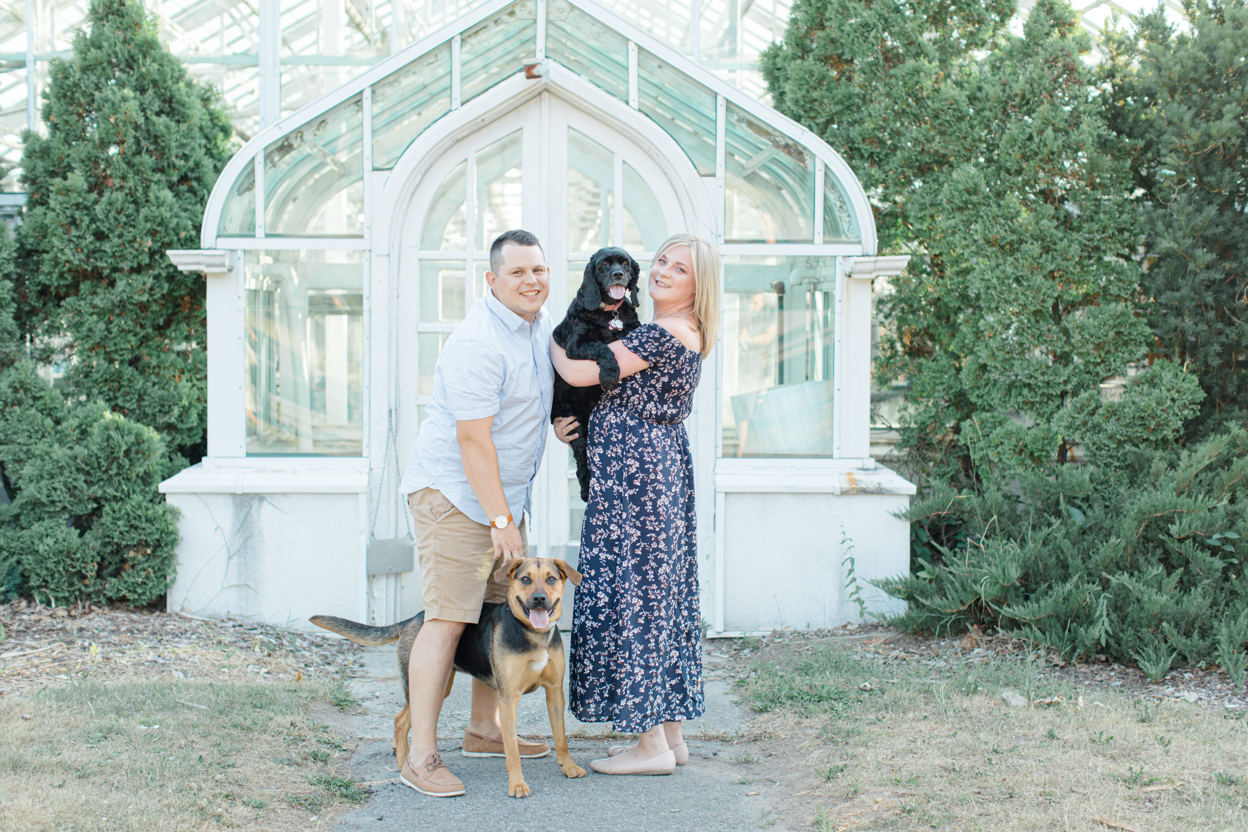 Arboretum Engagement Photography Session with Dogs
