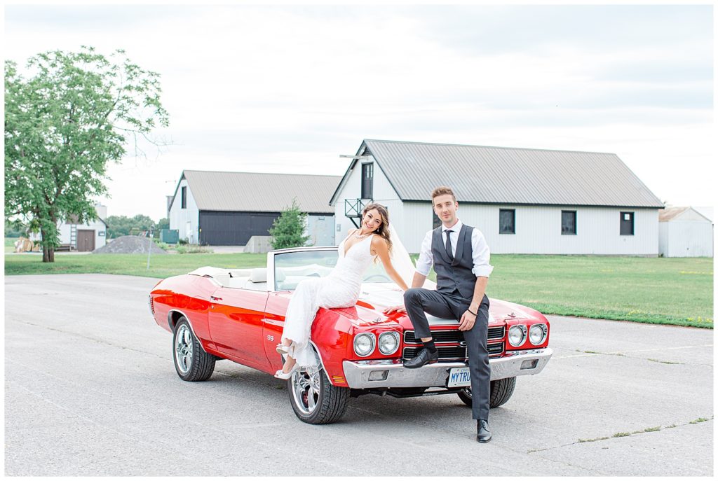 Red Chevelle - Wedding Party - Bride and Groom leaving - Grey Loft Studio - Ottawa Wedding Photographer & Videographer -Light and Airy - Kanata, Westboro, Orleans - Luxury, Genuine, Affordable Photography.